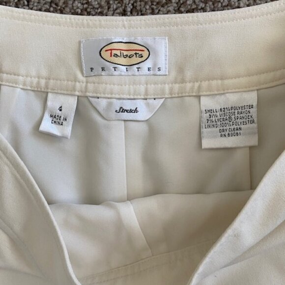 TALBOTS Ivory Cream Wide Leg Stretch Trouser Pants Sz 4 - Picture 9 of 11